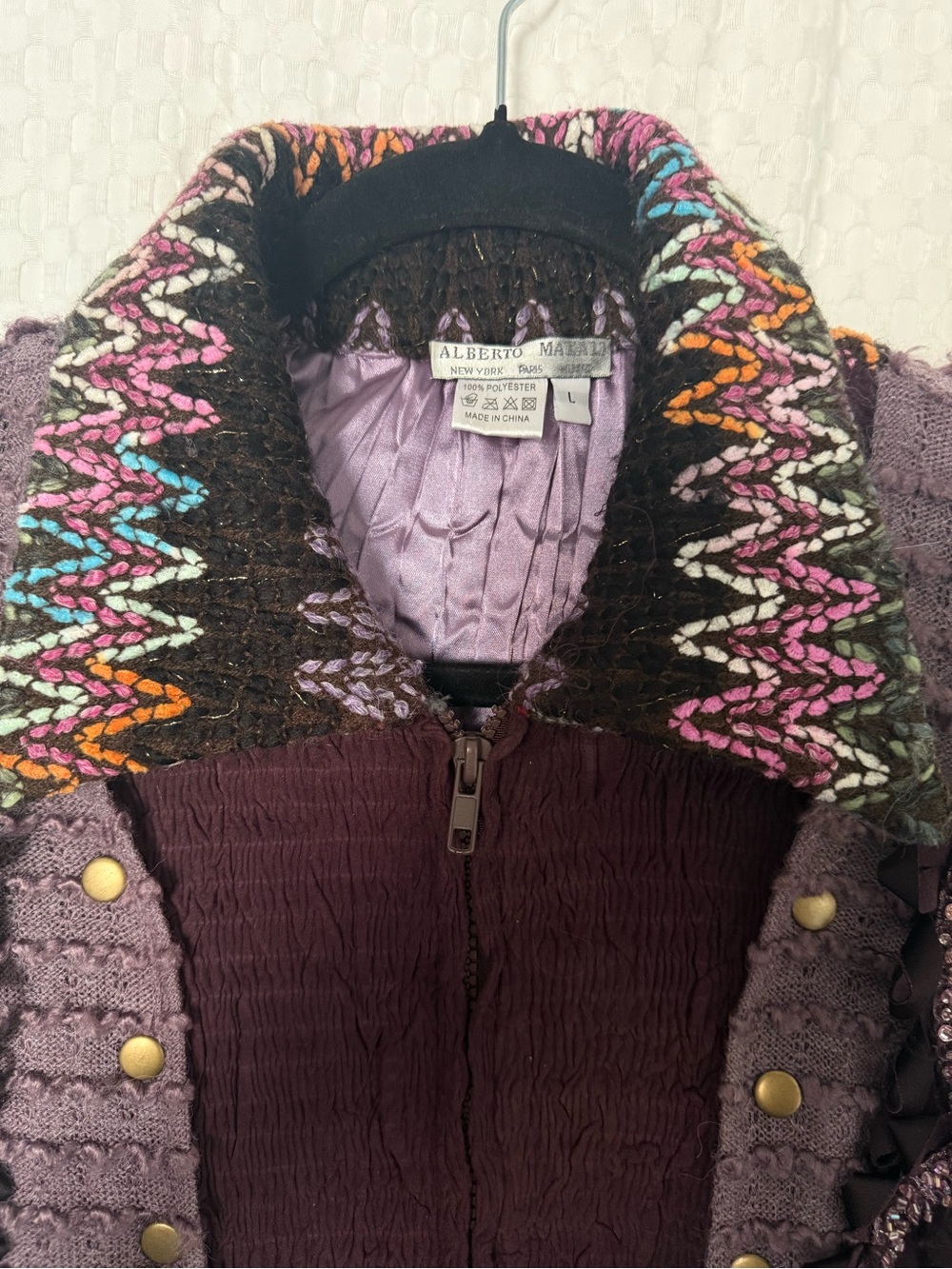 Alberto Makali Y2K Embellished Patchwork Artwear Jacket Purple Size L - Picture 5 of 9